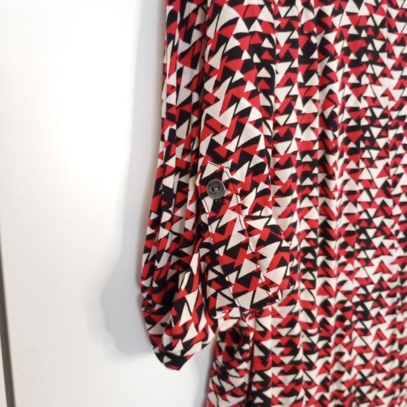 J. Jill Red & Black Triangle Print Shirt Dress - Picture 6 of 10